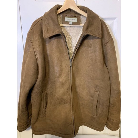 Joseph‎ Abboud Men’s XL Outerwear Brown Faux Suede Sherpa Lined Full Zip Jacket - Picture 4 of 11